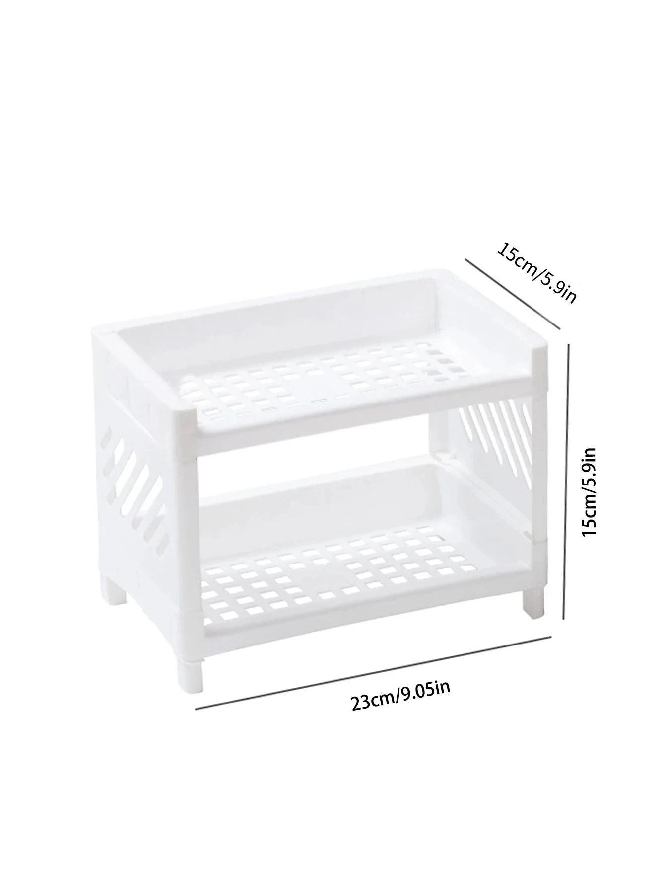 PP Desktop Double Layer Storage Rack – White Organizer for Desk