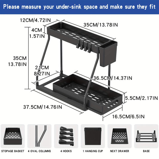 2-Piece Under Sink Organizer with Sliding Shelves – Multi-Purpose Storage Rack