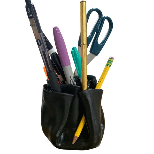 Handmade Upcycled Vintage Melted LP Vinyl Record Pencil Pen Holder Desk Caddy