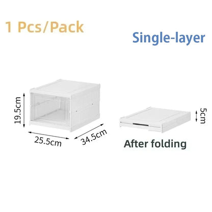 Foldable Shoe Rack Organizer 6 Layers Transparent Tackie Box Collapsible Home Sneaker Storage Stackable Shoes Cabinet For Closet