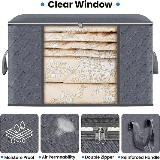 Large Capacity Foldable Clothes Storage Bag – Blanket & Closet Organizer