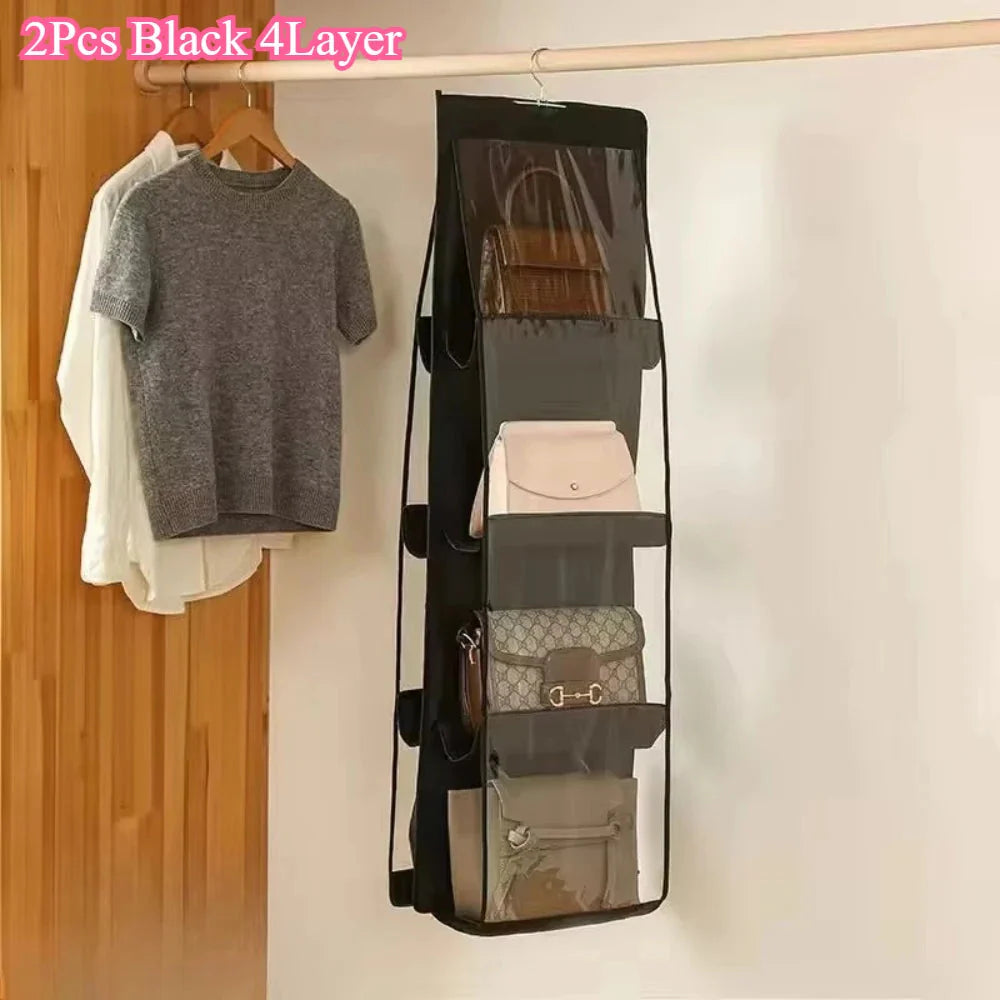 Hanging Closet Organizer Bag - Eco-Friendly 3D Transparent Storage for Tote Bags & Purses