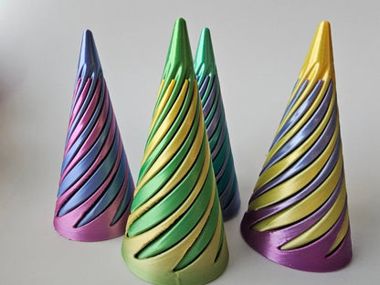 Swirl Cone Fidget Toy – 3D Printed Spiral Sensory Desk Toy for Focus & Stress Relief