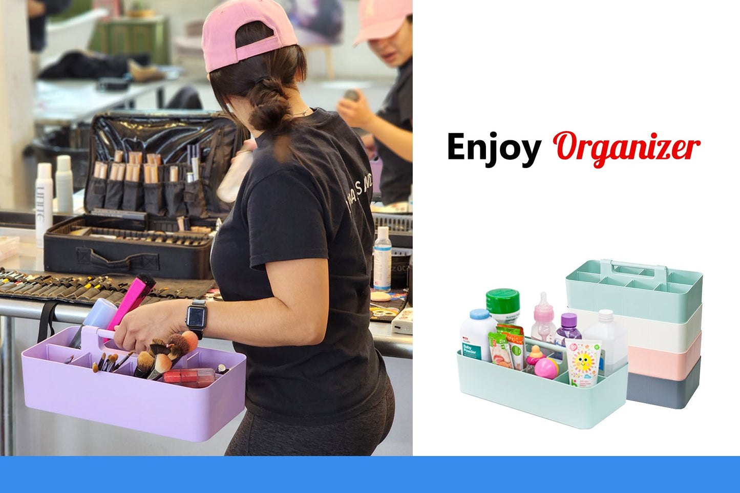 Enjoy Organizer - 3 PACK MIX -Portable Caddy, DIY Dividers, 8 Compartments, School Office Supplies Home Craft with Handle Made in USA