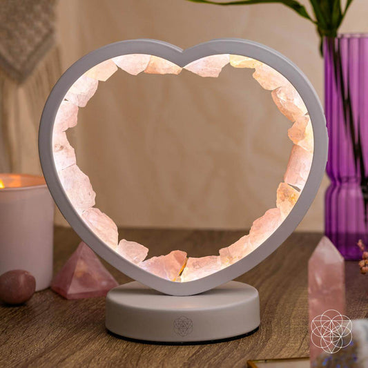 Rose Quartz Heart Lamp – Natural Brazilian Gemstone Decorative Light