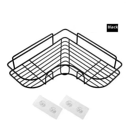 Premium Quality Bathroom Kitchen Punch Corner Frame Shower Shelf Wrought Iron Shampoo Storage Rack Holder with Suction Cup Bathroom Accessories