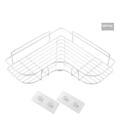 Premium Quality Bathroom Kitchen Punch Corner Frame Shower Shelf Wrought Iron Shampoo Storage Rack Holder with Suction Cup Bathroom Accessories