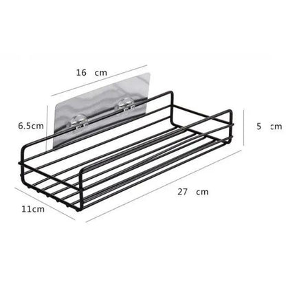 Premium Quality Bathroom Kitchen Punch Corner Frame Shower Shelf Wrought Iron Shampoo Storage Rack Holder with Suction Cup Bathroom Accessories