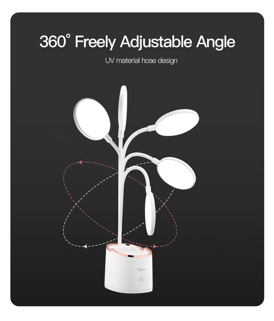 Rechargeable LED Desk Lamp with Pen Holder & Phone Stand – Adjustable Study Lamp for Students