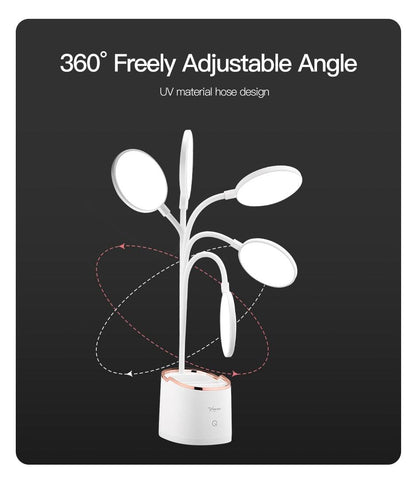 Rechargeable LED Desk Lamp with Pen Holder & Phone Stand – Adjustable Study Lamp for Students