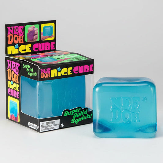 IN STOCK NOW: Schylling Nee-Doh Nice Cube Super Solid Squish: Blue Cube
